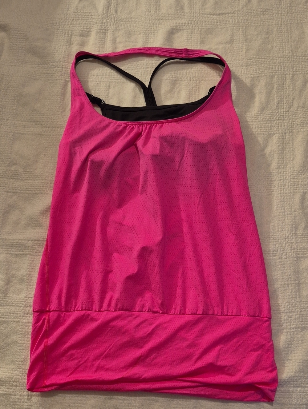 Victoria's Secret Sport XS pink tank top with built in black bra VGUC
